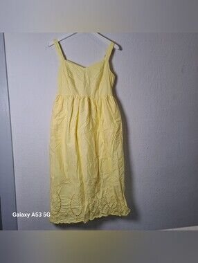 bloom Yellow Eyelet Midi Dress
